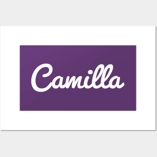 Camilla Cursive Script Typography White Text Posters and Art